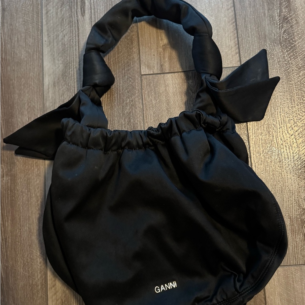 Ganni Black Knotted Shoulder Bag